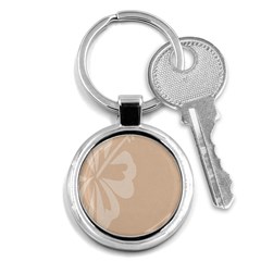 Hibiscus Sakura Toasted Almond Grey Key Chains (round)  by Mariart