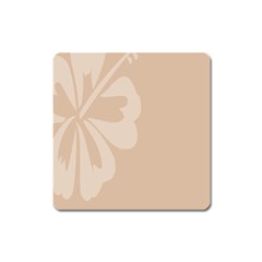 Hibiscus Sakura Toasted Almond Grey Square Magnet by Mariart