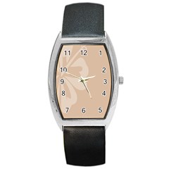 Hibiscus Sakura Toasted Almond Grey Barrel Style Metal Watch by Mariart