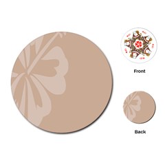 Hibiscus Sakura Toasted Almond Grey Playing Cards (round)  by Mariart