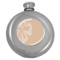 Hibiscus Sakura Toasted Almond Grey Round Hip Flask (5 Oz) by Mariart