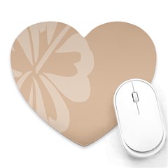 Hibiscus Sakura Toasted Almond Grey Heart Mousepads by Mariart