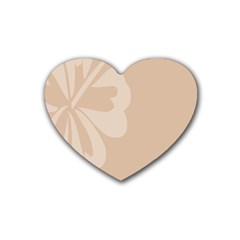 Hibiscus Sakura Toasted Almond Grey Heart Coaster (4 Pack)  by Mariart