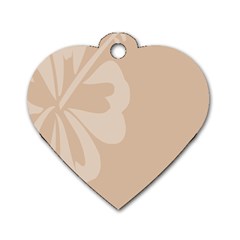 Hibiscus Sakura Toasted Almond Grey Dog Tag Heart (two Sides) by Mariart