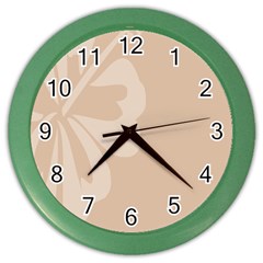 Hibiscus Sakura Toasted Almond Grey Color Wall Clocks by Mariart