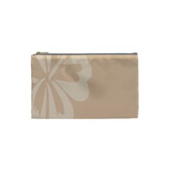 Hibiscus Sakura Toasted Almond Grey Cosmetic Bag (small)  by Mariart