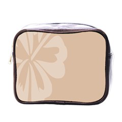 Hibiscus Sakura Toasted Almond Grey Mini Toiletries Bags by Mariart