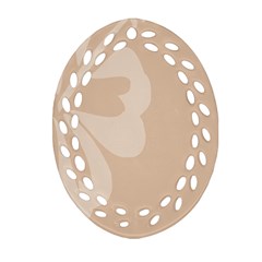 Hibiscus Sakura Toasted Almond Grey Ornament (oval Filigree) by Mariart