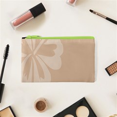 Hibiscus Sakura Toasted Almond Grey Cosmetic Bag (xs) by Mariart