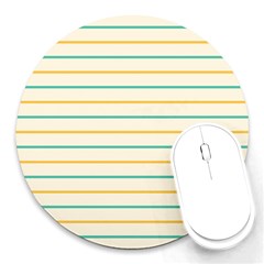 Horizontal Line Yellow Blue Orange Round Mousepads by Mariart