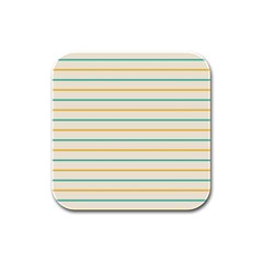 Horizontal Line Yellow Blue Orange Rubber Square Coaster (4 Pack)  by Mariart