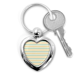 Horizontal Line Yellow Blue Orange Key Chains (heart)  by Mariart