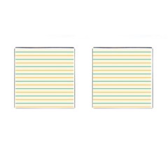 Horizontal Line Yellow Blue Orange Cufflinks (square) by Mariart