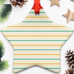 Horizontal Line Yellow Blue Orange Star Ornament (two Sides) by Mariart