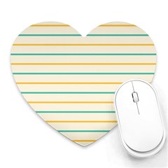 Horizontal Line Yellow Blue Orange Heart Mousepads by Mariart