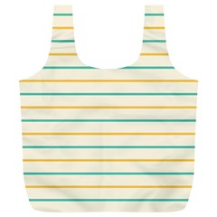 Horizontal Line Yellow Blue Orange Full Print Recycle Bags (l)  by Mariart