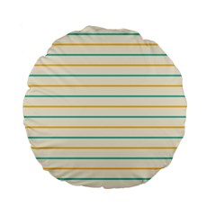 Horizontal Line Yellow Blue Orange Standard 15  Premium Flano Round Cushions by Mariart