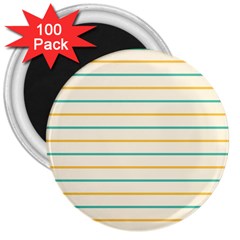 Horizontal Line Yellow Blue Orange 3  Magnets (100 Pack) by Mariart