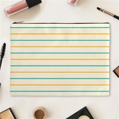 Horizontal Line Yellow Blue Orange Cosmetic Bag (xl) by Mariart