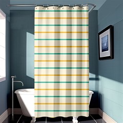 Horizontal Line Yellow Blue Orange Shower Curtain 36  X 72  (stall)  by Mariart