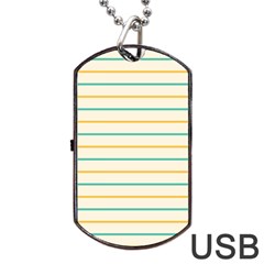 Horizontal Line Yellow Blue Orange Dog Tag Usb Flash (two Sides) by Mariart