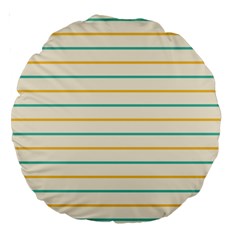 Horizontal Line Yellow Blue Orange Large 18  Premium Round Cushions by Mariart