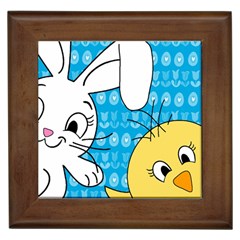 Easter Bunny And Chick  Framed Tiles by Valentinaart