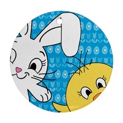 Easter Bunny And Chick  Ornament (round) by Valentinaart