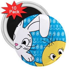 Easter Bunny And Chick  3  Magnets (10 Pack) 