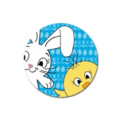 Easter Bunny And Chick  Magnet 3  (round) by Valentinaart