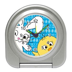 Easter Bunny And Chick  Travel Alarm Clocks by Valentinaart