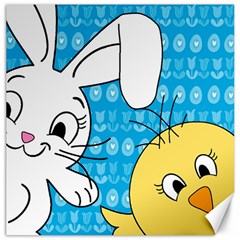 Easter Bunny And Chick  Canvas 16  X 16   by Valentinaart