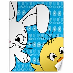 Easter Bunny And Chick  Canvas 18  X 24   by Valentinaart