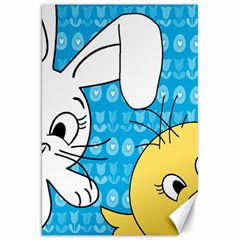 Easter Bunny And Chick  Canvas 20  X 30   by Valentinaart