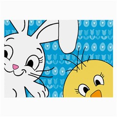 Easter Bunny And Chick  Large Glasses Cloth (2-side) by Valentinaart