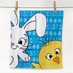 Easter Bunny And Chick  Face Towel by Valentinaart