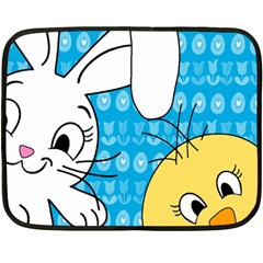 Easter Bunny And Chick  Double Sided Fleece Blanket (mini)  by Valentinaart