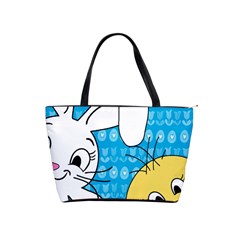 Easter Bunny And Chick  Shoulder Handbags by Valentinaart