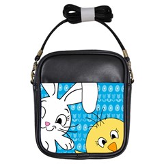 Easter Bunny And Chick  Girls Sling Bags by Valentinaart