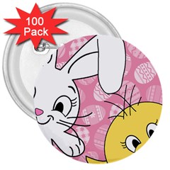 Easter Bunny And Chick  3  Buttons (100 Pack)  by Valentinaart