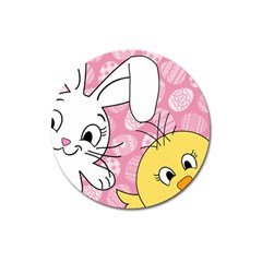 Easter Bunny And Chick  Magnet 3  (round) by Valentinaart