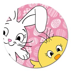 Easter Bunny And Chick  Magnet 5  (round) by Valentinaart