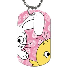 Easter Bunny And Chick  Dog Tag (two Sides) by Valentinaart