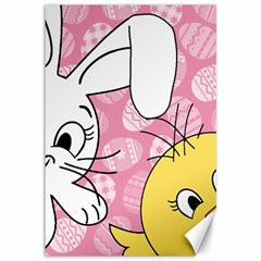 Easter Bunny And Chick  Canvas 12  X 18   by Valentinaart