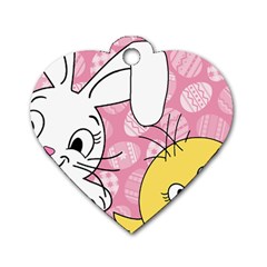 Easter Bunny And Chick  Dog Tag Heart (two Sides) by Valentinaart