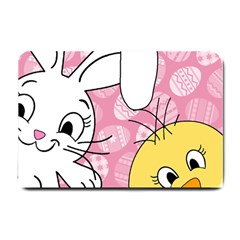 Easter Bunny And Chick  Small Doormat  by Valentinaart