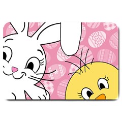 Easter Bunny And Chick  Large Doormat  by Valentinaart