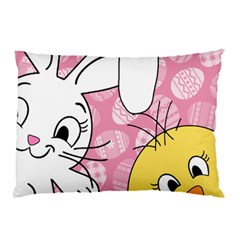 Easter Bunny And Chick  Pillow Case by Valentinaart