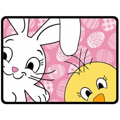 Easter Bunny And Chick  Fleece Blanket (large)  by Valentinaart