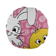 Easter Bunny And Chick  Standard 15  Premium Round Cushions by Valentinaart